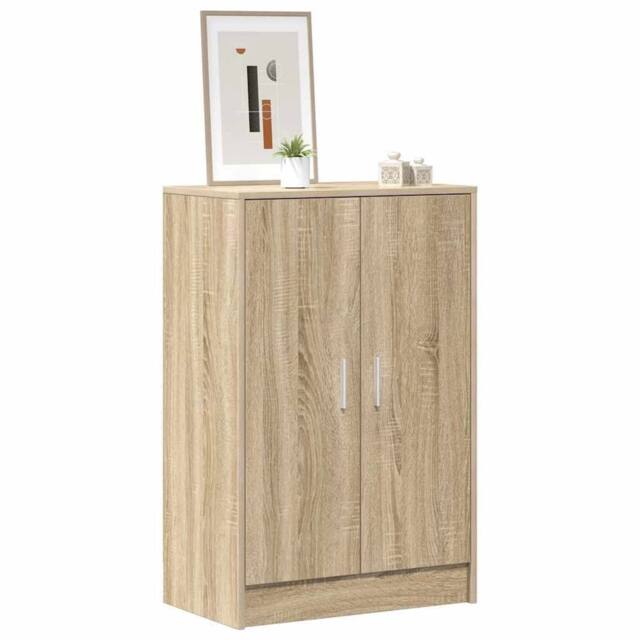 Berkfield Home Shoe Cabinet Sonoma Oak 60x35x92 cm Engineered Wood in Light Tan - Size: 60 x 35 x 92 cm - image 1