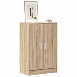 Berkfield Home Shoe Cabinet Sonoma Oak 60x35x92 cm Engineered Wood in Light Tan - Size: 60 x 35 x 92 cm