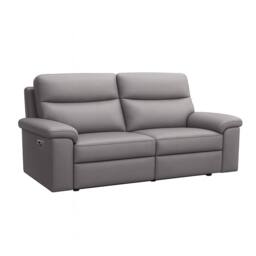 Aspire Marlowe Real Leather Power Recliner 3 Seater Sofa with USB Charging in Grey - thumbnail 4