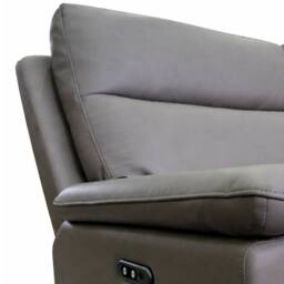 Aspire Marlowe Real Leather Power Recliner 3 Seater Sofa with USB Charging in Grey - thumbnail 8