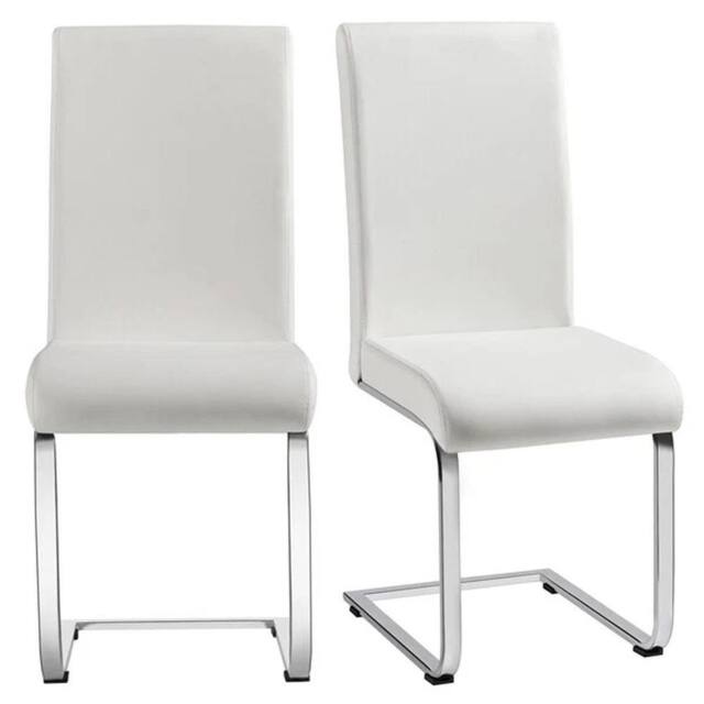 EONLION White Dining Chairs 2pcs Leather Padded Seat - Size: 100 cm - image 1