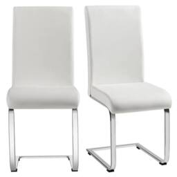 EONLION White Dining Chairs 2pcs Leather Padded Seat - Size: 100 cm - thumbnail 1