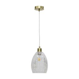 First Choice Lighting Set of 2 Birch - Clear Fluted Glass with Satin Brass Pendant Fittings - thumbnail 2