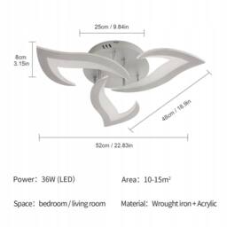 COMELY LED Ceiling Lights, 36W Acrylic Silver Flower Ceiling Lights, 6500K - thumbnail 7