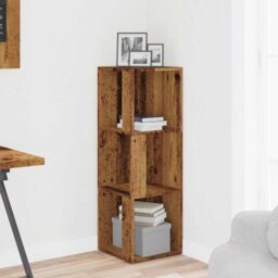Berkfield Home Corner Cabinet Old Wood 33x33x100 cm Engineered Wood in Brown - Size: 33 x 33 x 100 cm - thumbnail 3
