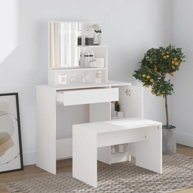 Berkfield Home Dressing Table Set White 86.5x35x136 cm - image 1