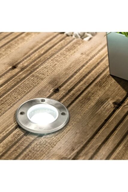 CGC Lighting Meadow Round Large Single Stainless Steel Inground Or Decking Lights in Metallic Silver - image 1