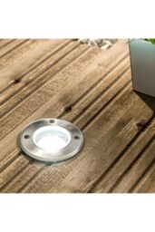 CGC Lighting Meadow Round Large Single Stainless Steel Inground Or Decking Lights in Metallic Silver - thumbnail 1