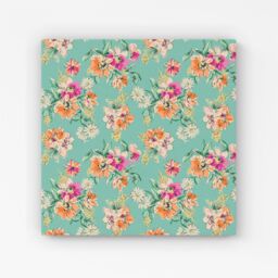 Warren Reed - Designer Bright Flower Sketch Canvas in Green - Size: w40 inch x h40 inch - thumbnail 1