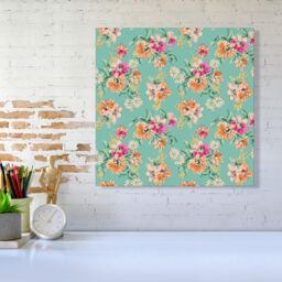Warren Reed - Designer Bright Flower Sketch Canvas in Green - Size: w40 inch x h40 inch - thumbnail 2