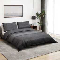 Berkfield Home Duvet Cover Set Dark Grey 200x200 cm Cotton - thumbnail 1