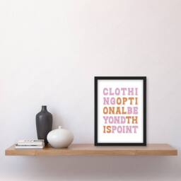 Artery8 Clothing Optional Beyond This Point Simple Fun Framed Wall Art Print in White - Size: A4 - thumbnail 4