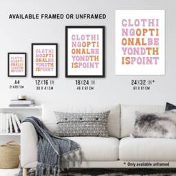 Artery8 Clothing Optional Beyond This Point Simple Fun Framed Wall Art Print in White - Size: A4 - thumbnail 3