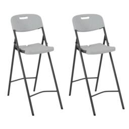 Berkfield Home Folding Bar Chairs 2 pcs HDPE & Steel White - thumbnail 2
