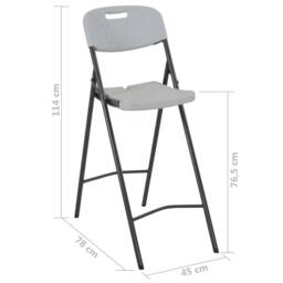 Berkfield Home Folding Bar Chairs 2 pcs HDPE & Steel White - thumbnail 8