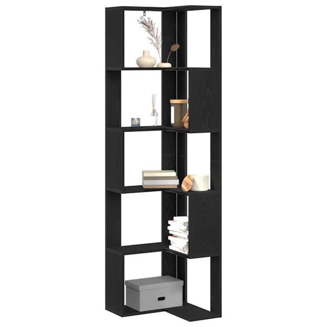 Berkfield Home Modern Corner Bookcase - 5 Shelves, Black Oak, 50x50x179 cm, Made - Size: 50 x 50 x 179 cm - image 1