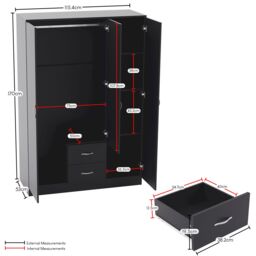 Home Discount Vida Designs 3Pc Bedroom Set 3Bedside, 5 Drawer Chest, Mirror Wardrobe in Black - thumbnail 7
