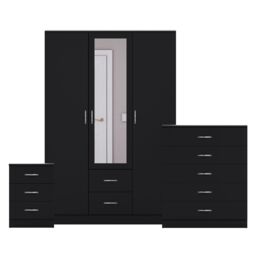 Home Discount Vida Designs 3Pc Bedroom Set 3Bedside, 5 Drawer Chest, Mirror Wardrobe in Black - thumbnail 8