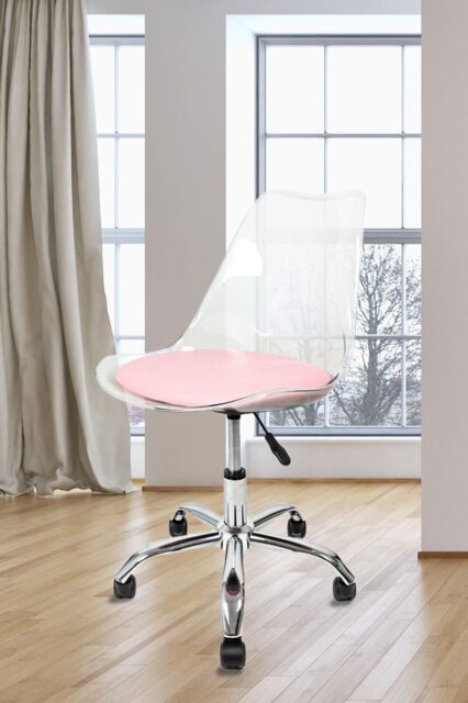 Fusion Living Soho Clear Plastic Dining Chair with Swivel Base in Dusty Pink - image 1