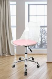 Fusion Living Soho Clear Plastic Dining Chair with Swivel Base in Dusty Pink - thumbnail 1