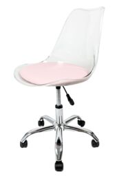 Fusion Living Soho Clear Plastic Dining Chair with Swivel Base in Dusty Pink - thumbnail 2
