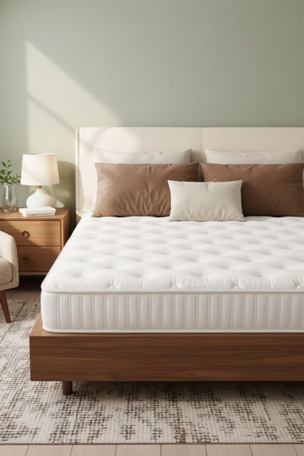 Living and Home Ergonomic Quilted Pocket Spring Mattress for Pressure Relief in White - Size: King - image 1