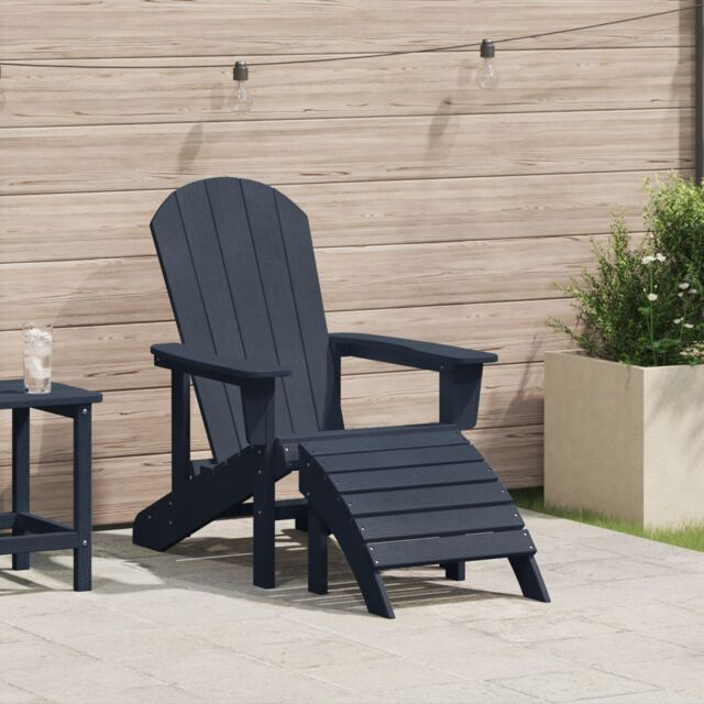 Berkfield Home Adirondack Chair with Footrest Navy Blue HDPE - image 1