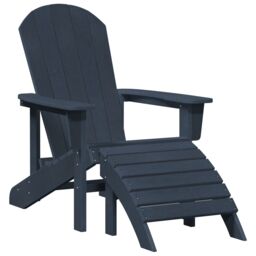 Berkfield Home Adirondack Chair with Footrest Navy Blue HDPE - thumbnail 2