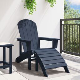 Berkfield Home Adirondack Chair with Footrest Navy Blue HDPE - thumbnail 3