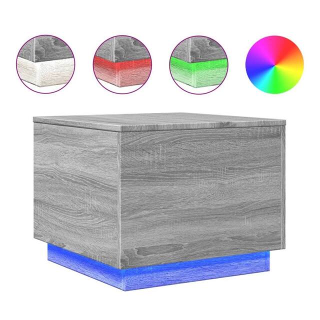 Berkfield Home Coffee Table with LED Lights Grey Sonoma 50x50x40 cm - Size: 50 x 50 x 40 cm - image 1