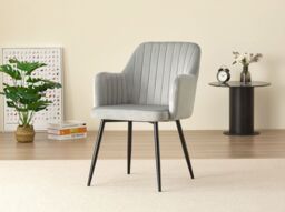 Outdoor Living Charlotte Velvet Comfort Dining Chairs - Grey - Set of 2 - thumbnail 1
