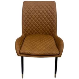 IH Design Leather Steel Legs Dining Chairs (Set of 2) - Tan - thumbnail 3