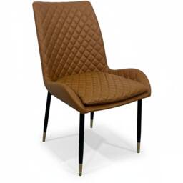 IH Design Leather Steel Legs Dining Chairs (Set of 2) - Tan - thumbnail 7