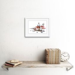 "Artery8 Wall Art Print Venetian Cityscape Art Framed 9x7 inch in White - Size: W7"" x H9""" - thumbnail 2