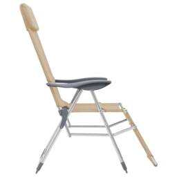 Berkfield Home Folding Camping Chairs with Footrests 2 pcs Cream Textilene in Beige - thumbnail 5