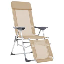 Berkfield Home Folding Camping Chairs with Footrests 2 pcs Cream Textilene in Beige - thumbnail 2