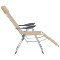 Berkfield Home Folding Camping Chairs with Footrests 2 pcs Cream Textilene in Beige - thumbnail 6