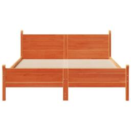 Berkfield Home Decorative Bed Frame without Mattress Wax Brown 160x200 cm Solid - thumbnail 4