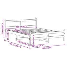 Berkfield Home Decorative Bed Frame without Mattress Wax Brown 160x200 cm Solid - thumbnail 9
