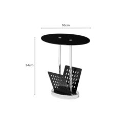 Orsina Black Glass Side Table, Tempered Glass Side Table, Black Side Table, Side Table For Living Room & Hallway - thumbnail 2
