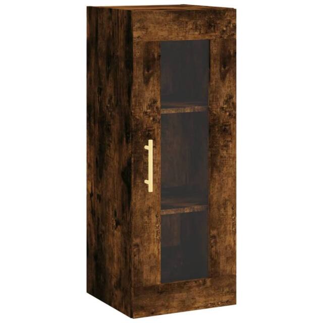 Berkfield Home Wall Mounted Cabinet Smoked Oak 34.5x34x90 cm in Brown - image 1