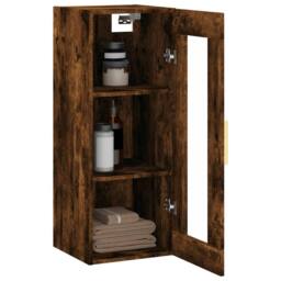 Berkfield Home Wall Mounted Cabinet Smoked Oak 34.5x34x90 cm in Brown - thumbnail 5