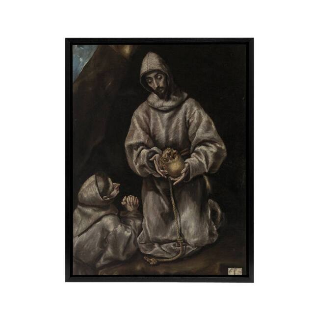 "Artery8 St Francis Brother Leo Meditating on Death El Greco Framed Canvas Art - Size: W12"" x H16""" - image 1