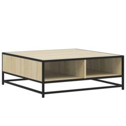 Berkfield Home Coffee Table Sonoma Oak 80x80x30 cm Engineered Wood & Metal in Light Tan - Size: 80 x 80 x 30 cm - thumbnail 7