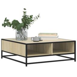 Berkfield Home Coffee Table Sonoma Oak 80x80x30 cm Engineered Wood & Metal in Light Tan - Size: 80 x 80 x 30 cm - thumbnail 4