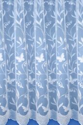 Tyrone Textiles Butterfly & Leaf Floral Net Lace Curtain - Pre Cut Ready To Hang in White - Size: 500 cm width x 114 cm drop - thumbnail 3