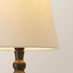 ValueLights Maggie Candlestick Wall Light with Linen Tapered Lamp Shade with Bulb in Black - thumbnail 5