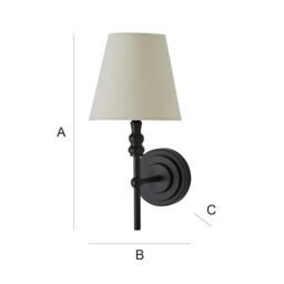 ValueLights Maggie Candlestick Wall Light with Linen Tapered Lamp Shade with Bulb in Black - thumbnail 7