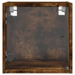 Berkfield Home Elegant Bedside Cabinet with Glass Door Smoked Oak 35x37x35 cm in Brown - Size: 35 x 37 x 35 cm - thumbnail 6