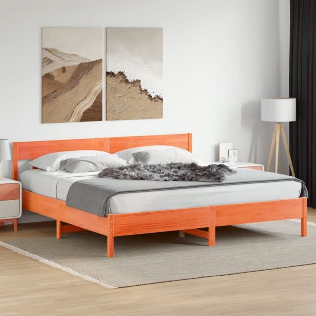 Berkfield Home Bed Frame without Mattress Wax Brown 200x200 cm Solid Wood Pine - image 1